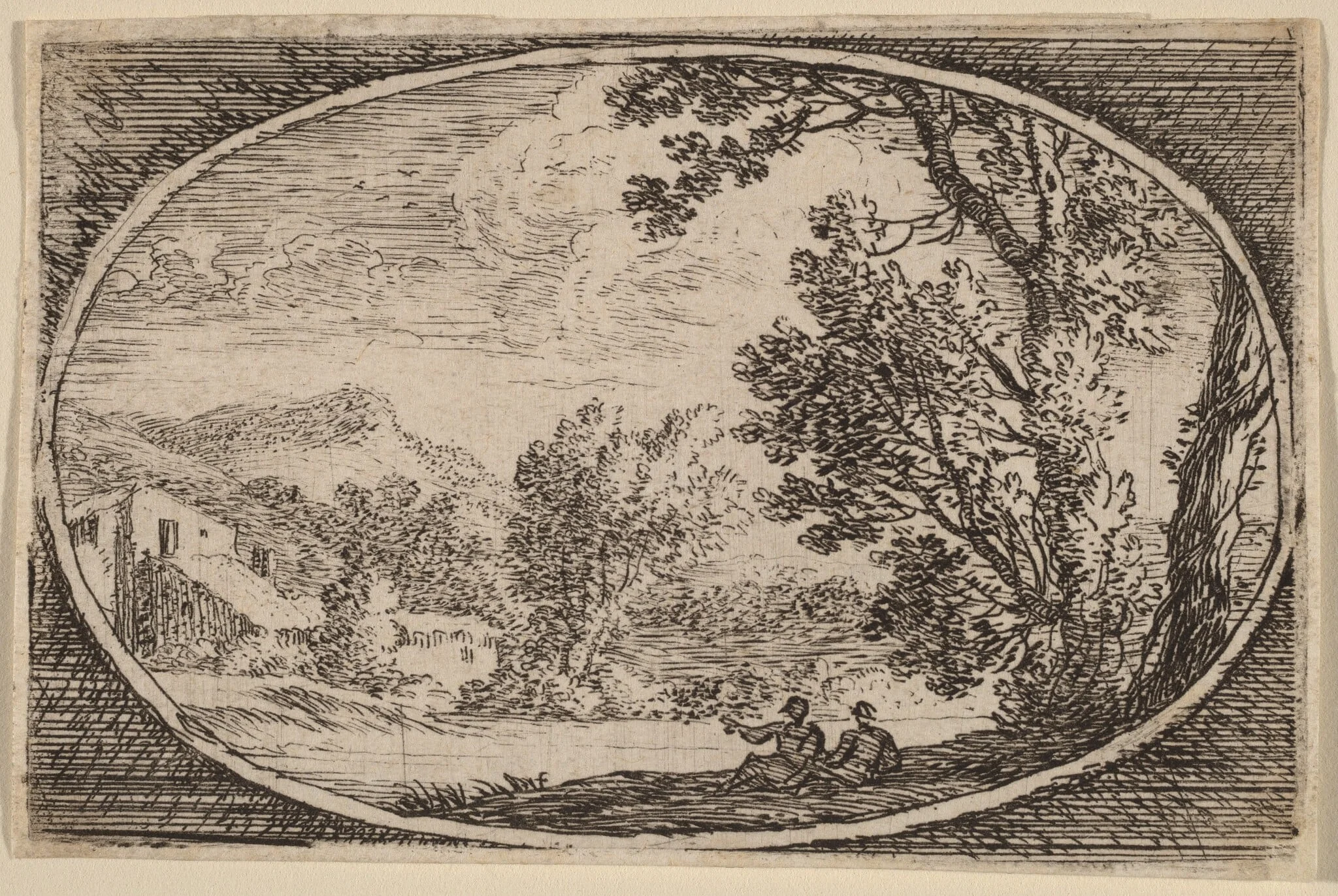 Two Men Seated Near the Waterside, detail