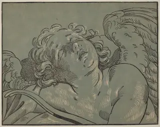 Cupid Asleep, by Bartolomeo Coriolano, ink, 1630