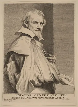 Orazio Gentileschi, by Lucas Emil Vorsterman, ink, 1634