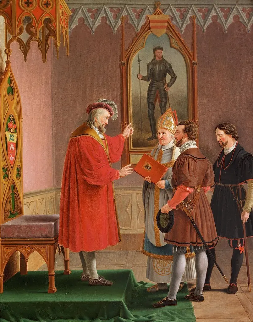 Duke Adolf refuses the offer of the Crown of Denmark, by Martinus Rørbye, oil, 1825