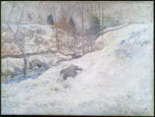 Brook in Winter, by John Henry Twachtman, oil, 1896
