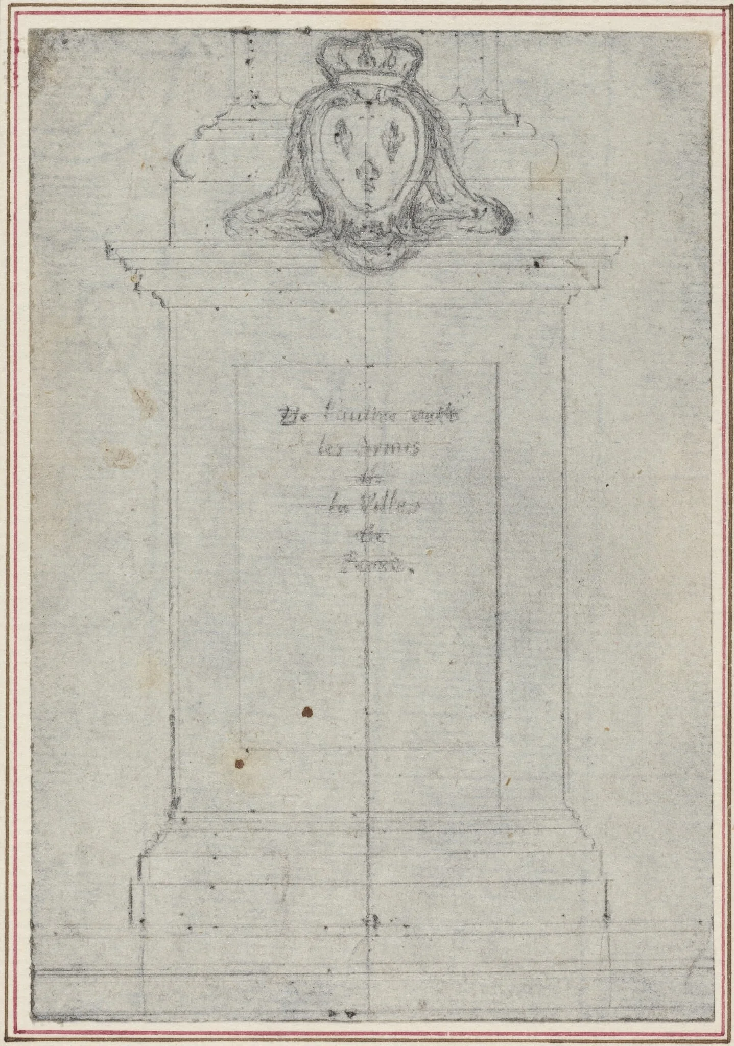 A Plinth Surmounted by the Arms of the King of France, detail