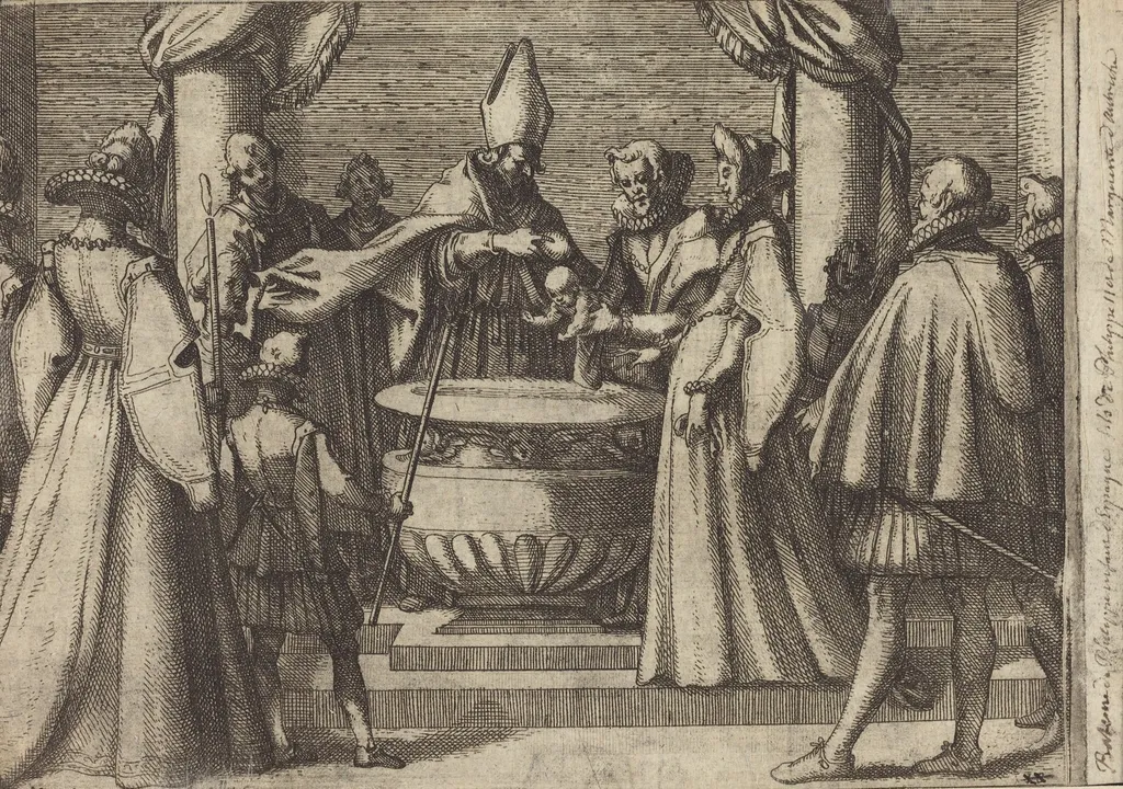 Baptism of the Prince of Spain [verso], by Jacques Callot, ink, 1612