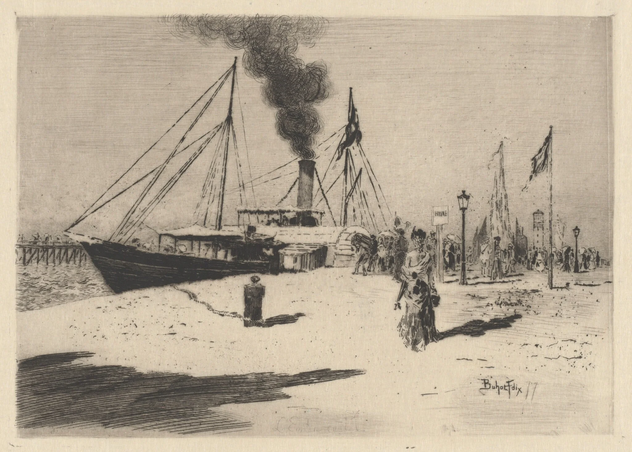 Embarcadere à Trouville (Wharf at Trouville), detail