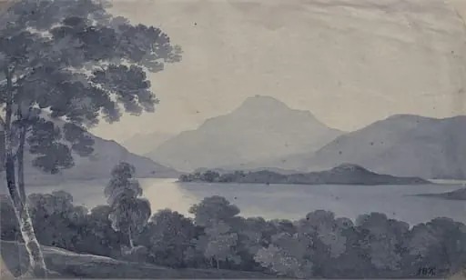Lake Scene, by John Baverstock Knight, watercolor, 1809
