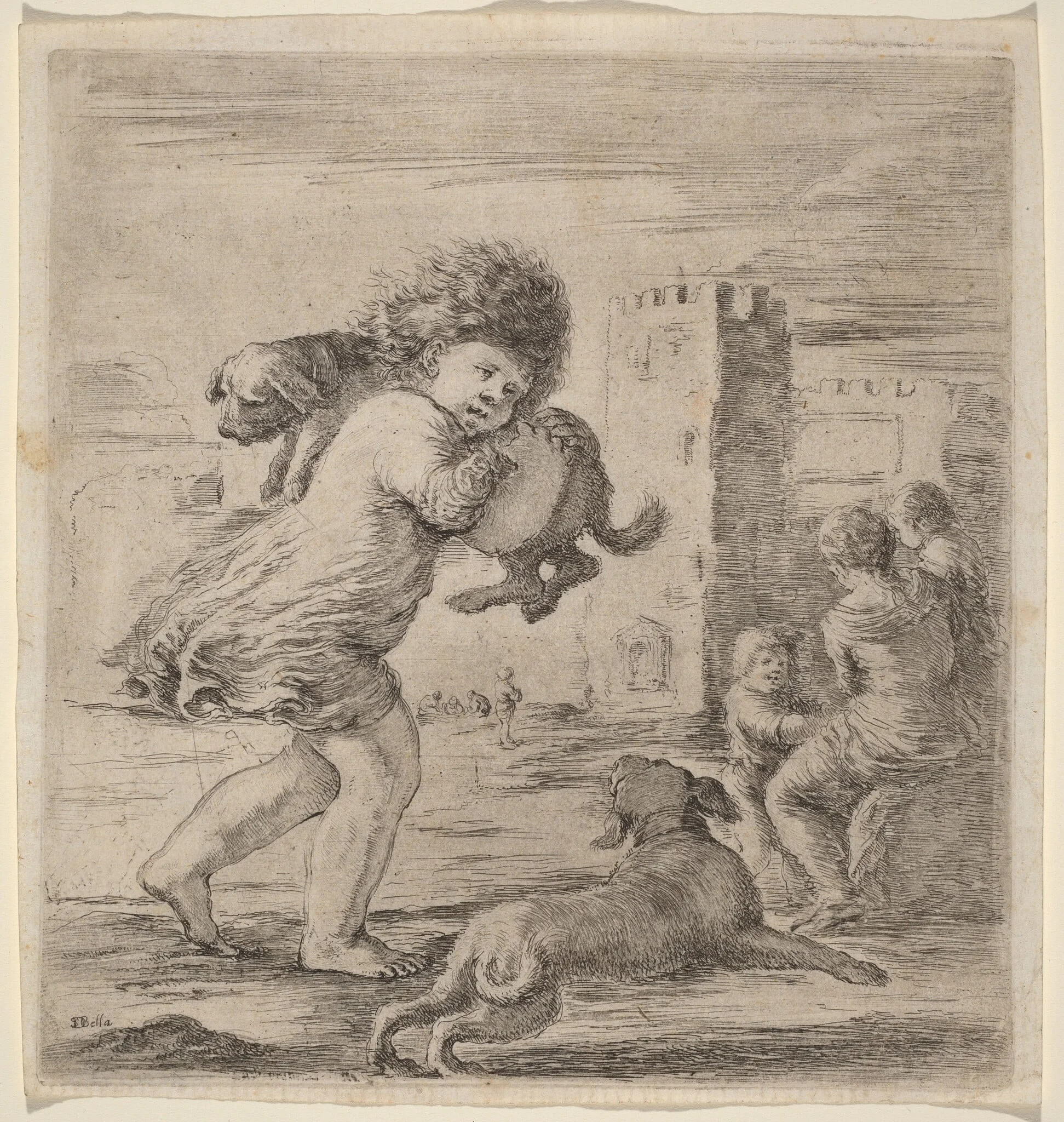 Child Carrying a Puppy, detail