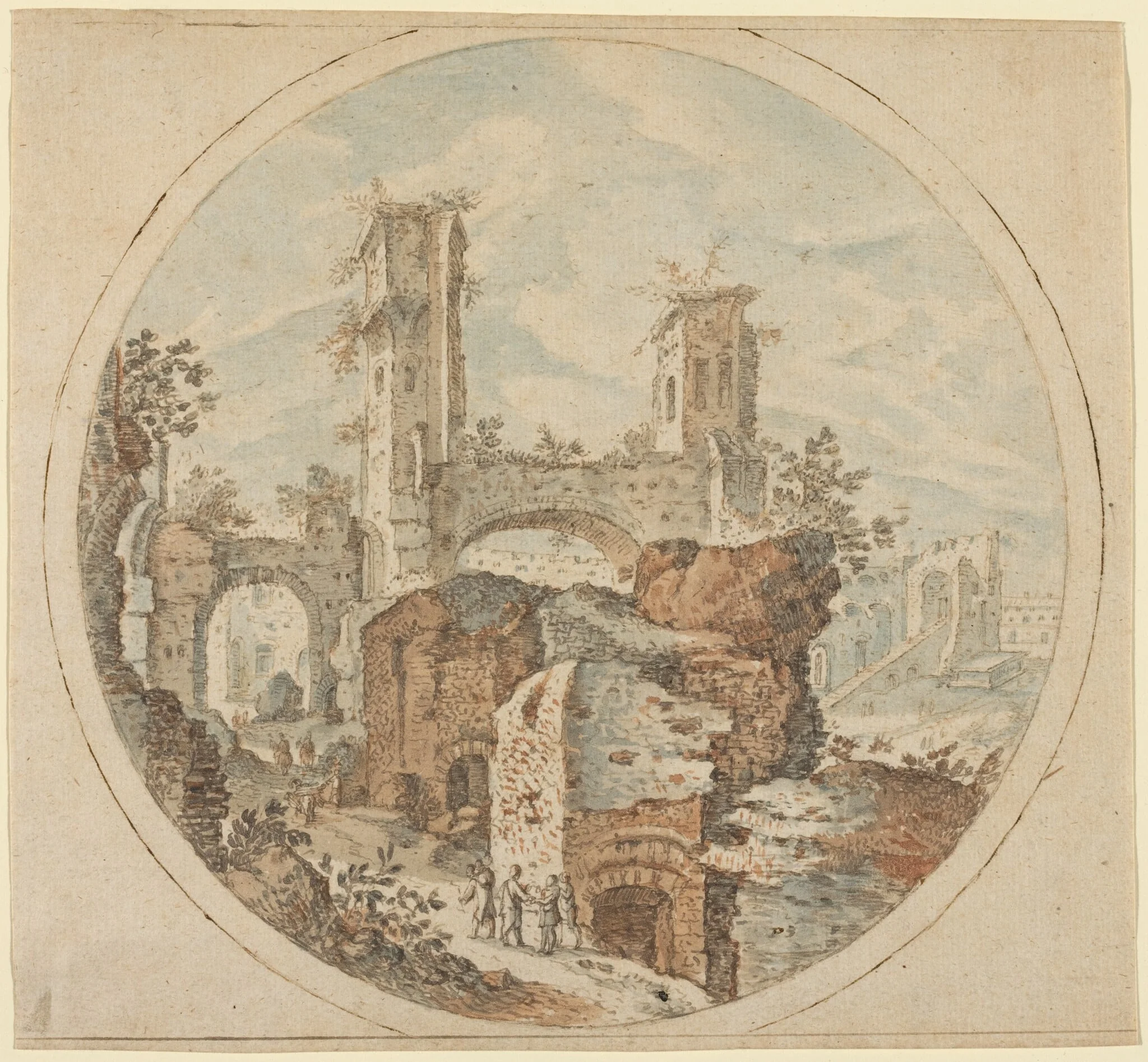 Travellers among Roman Ruins, detail