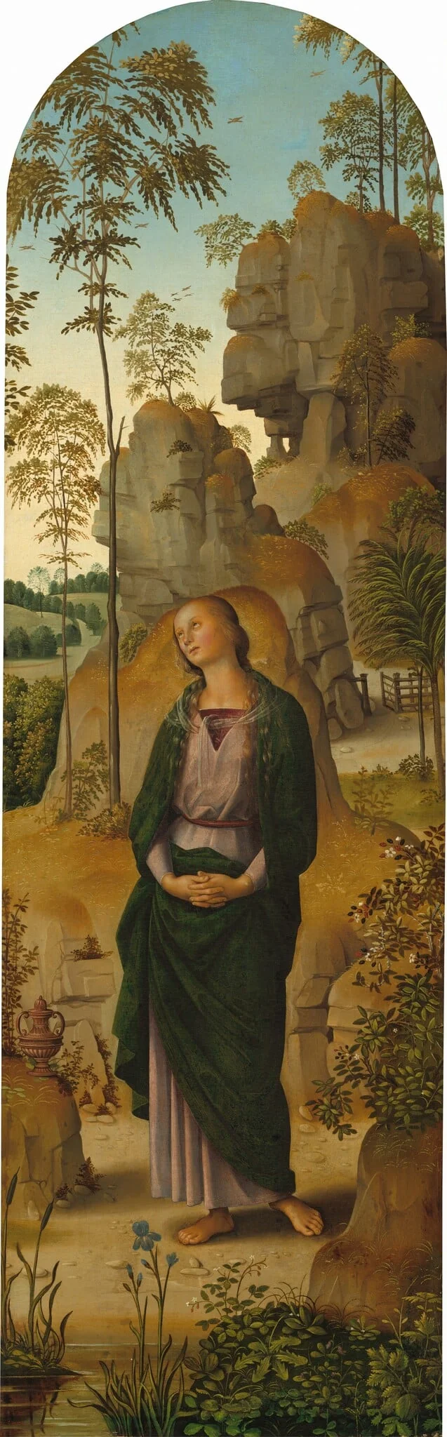 The Crucifixion with the Virgin, Saint John, Saint Jerome, and Saint Mary Magdalene [right panel], detail
