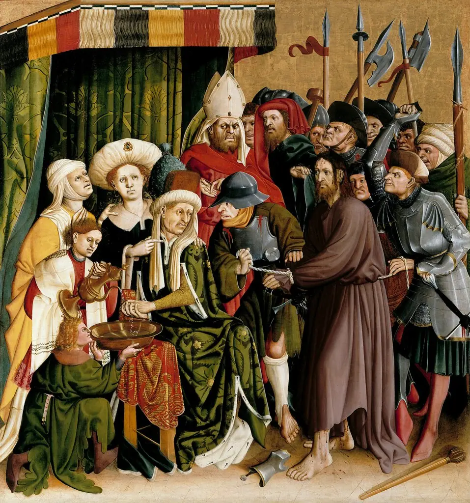 Christ before Pilate, by Hans Multscher, oil, 1437