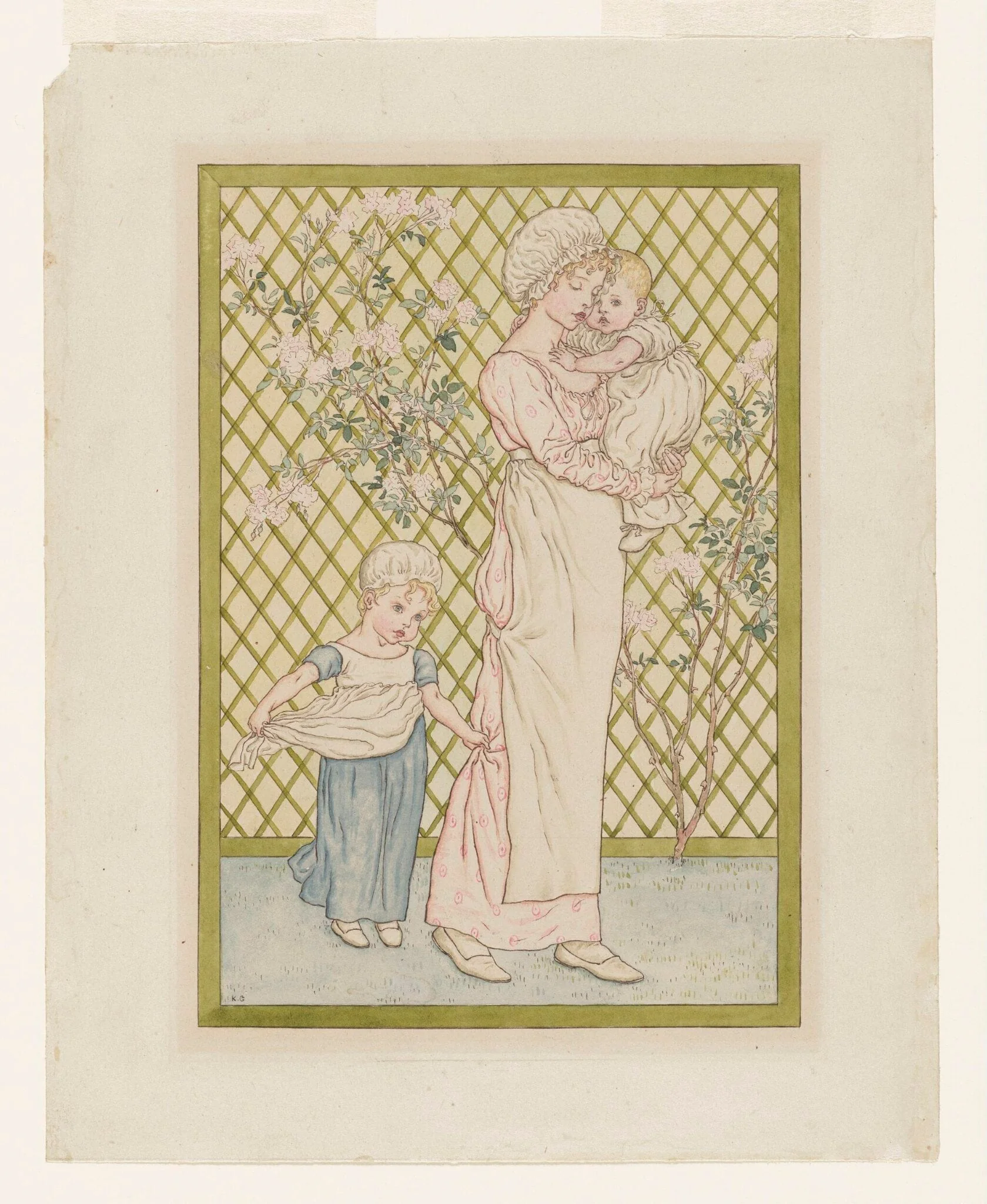 Girls and Two Babies, illustration to A Day in a Child's Life, detail