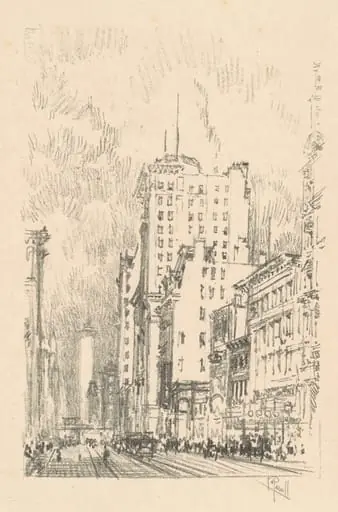 Broadway, Above Twenty-Third Street, by Joseph Pennell, ink, 1904