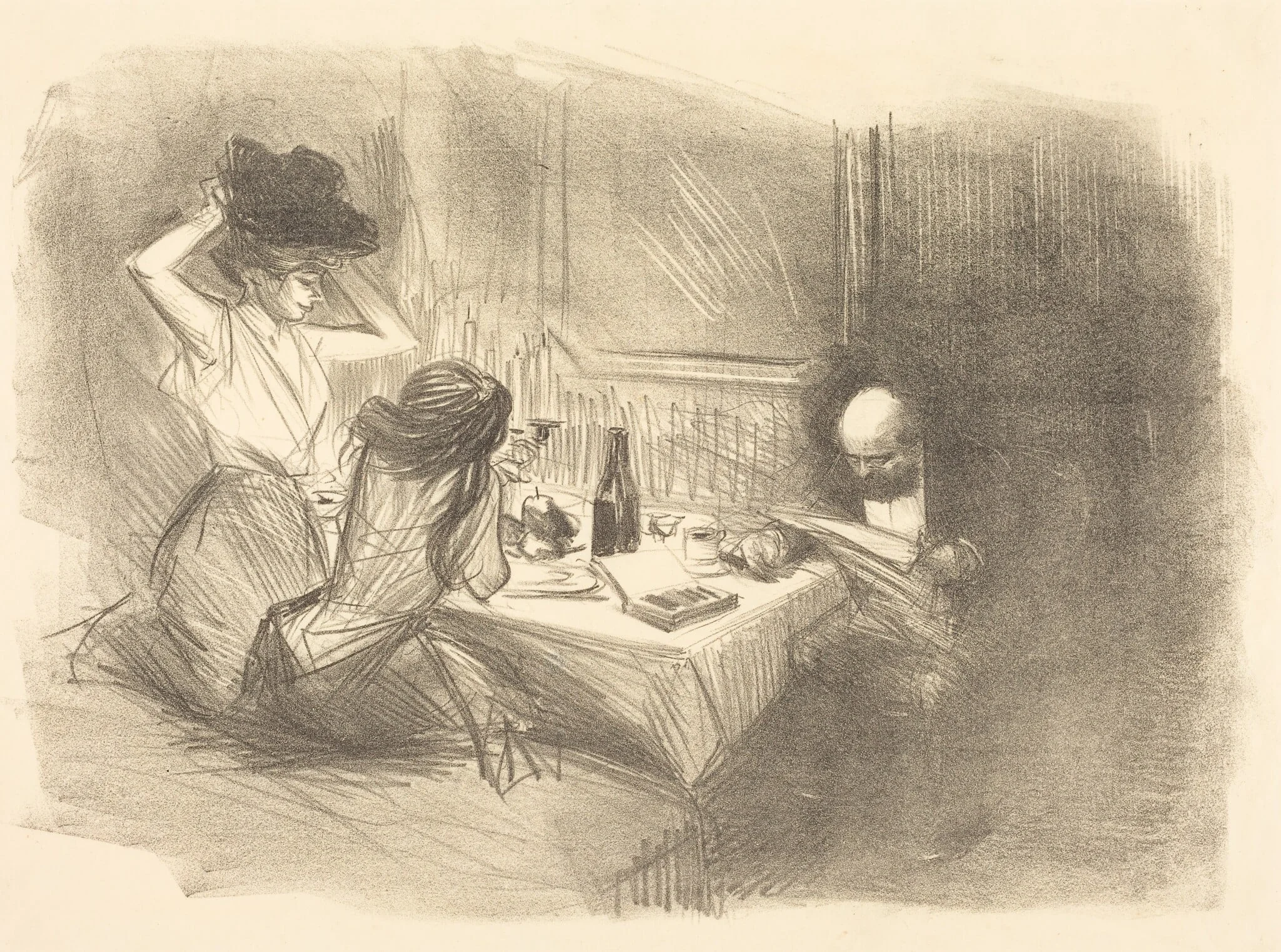 Le cabinet particulier (5e planche) (The Private Room) (fifth plate), detail
