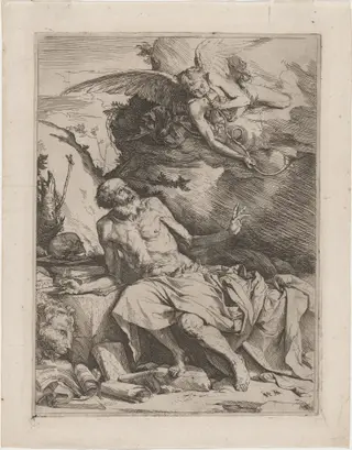 Saint Jerome Hearing the Trumpet of the Last Judgment, by Jusepe de Ribera, ink, 1621