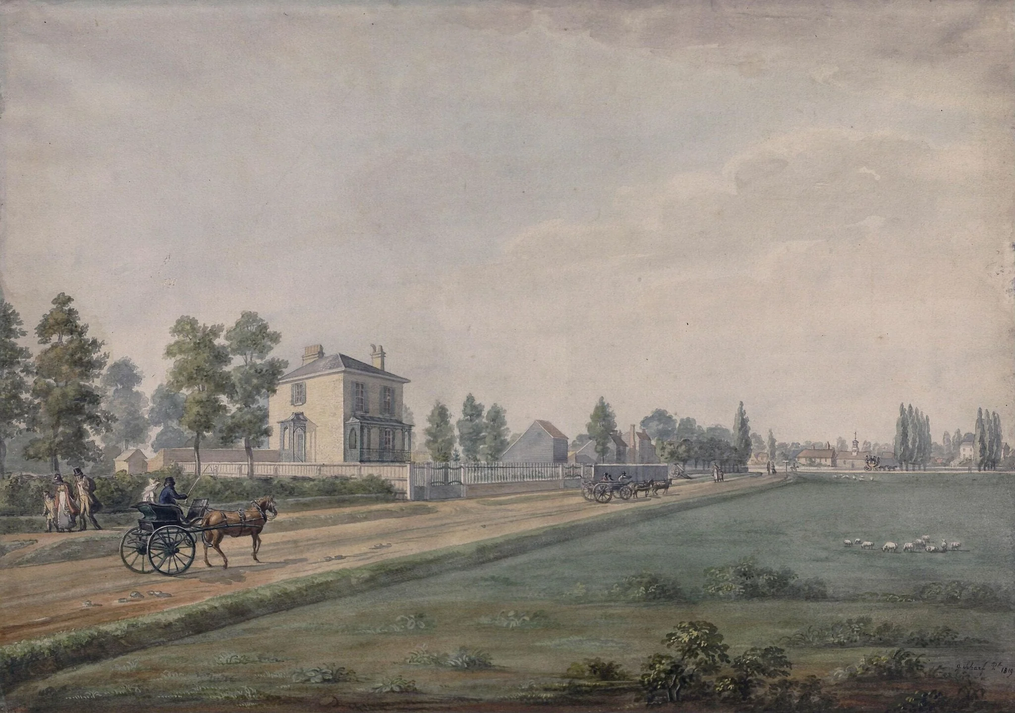 Mitcham Common, Surrey, shewing the road running along the west side, detail