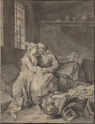 Oriental Lovers [verso], by Anton Weiss, graphite, 1764