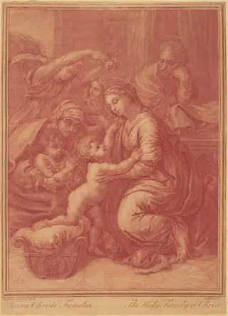 The Holy Family, by Elisha Kirkall, ink, 1712