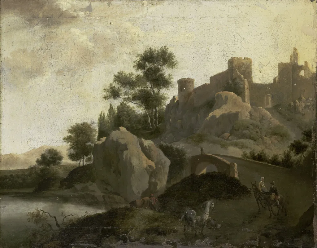 Italian Landscape, by J.G. Schieblius, oil, 1700