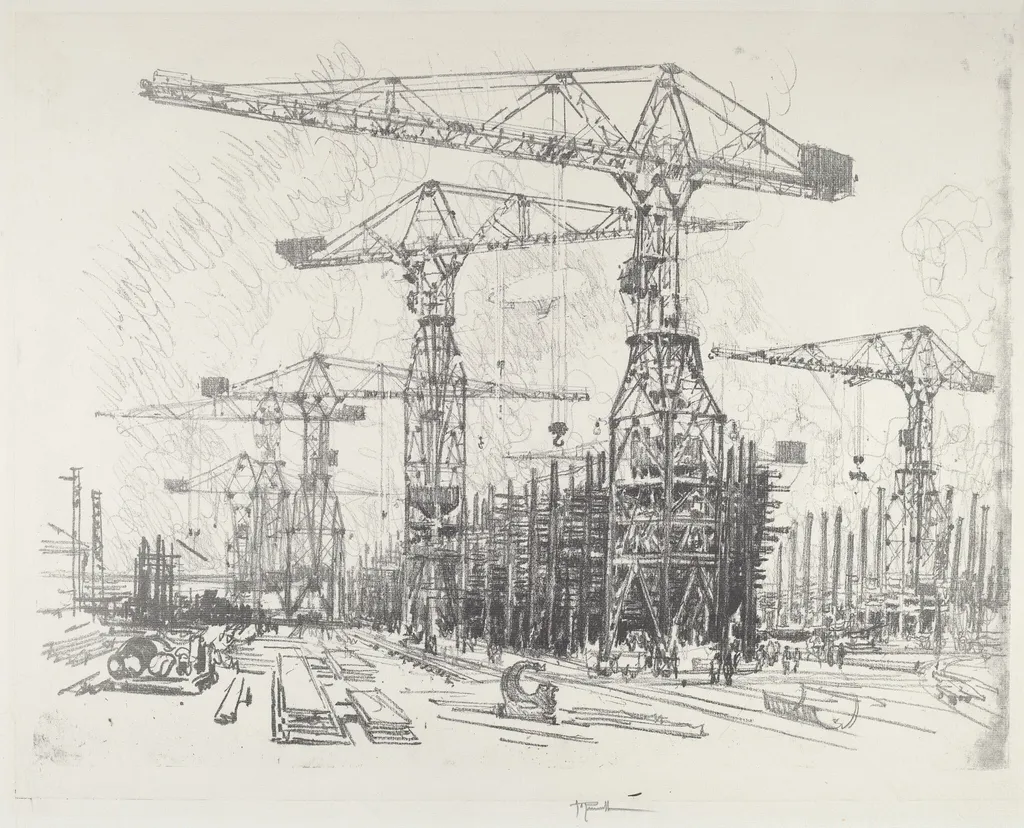 The Old Shipyard, by Joseph Pennell, ink, 1916