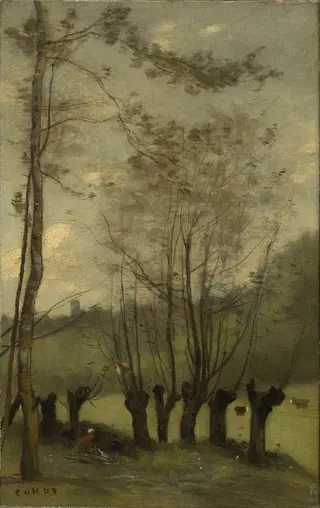 Meadow with Willows, Montlhéry, by Jean Baptiste Camille Corot, oil, 1860