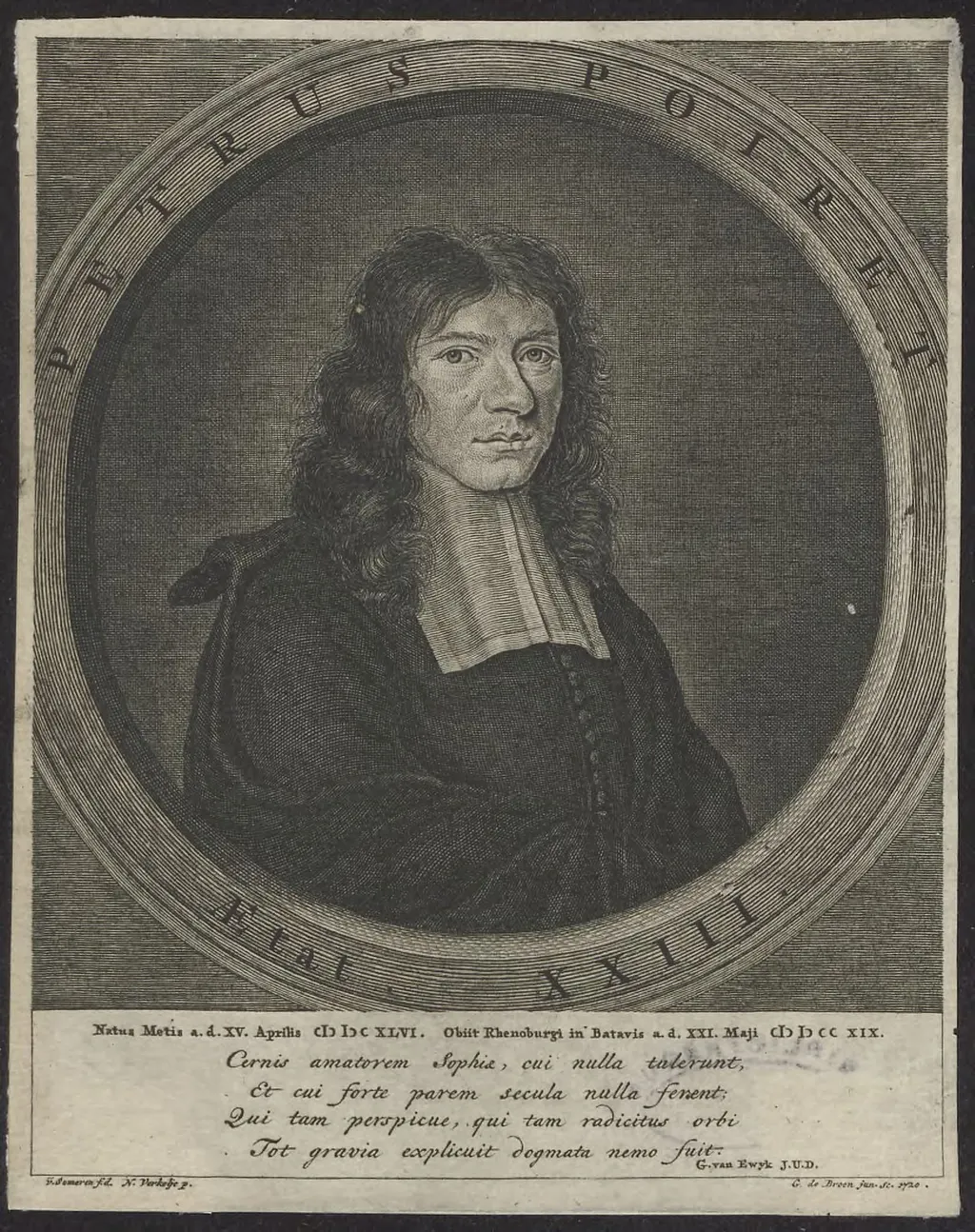 Portrait of Petrus Poiret, theologian and philosopher, by [G. de jr.?], Broen, unspecified, 1750