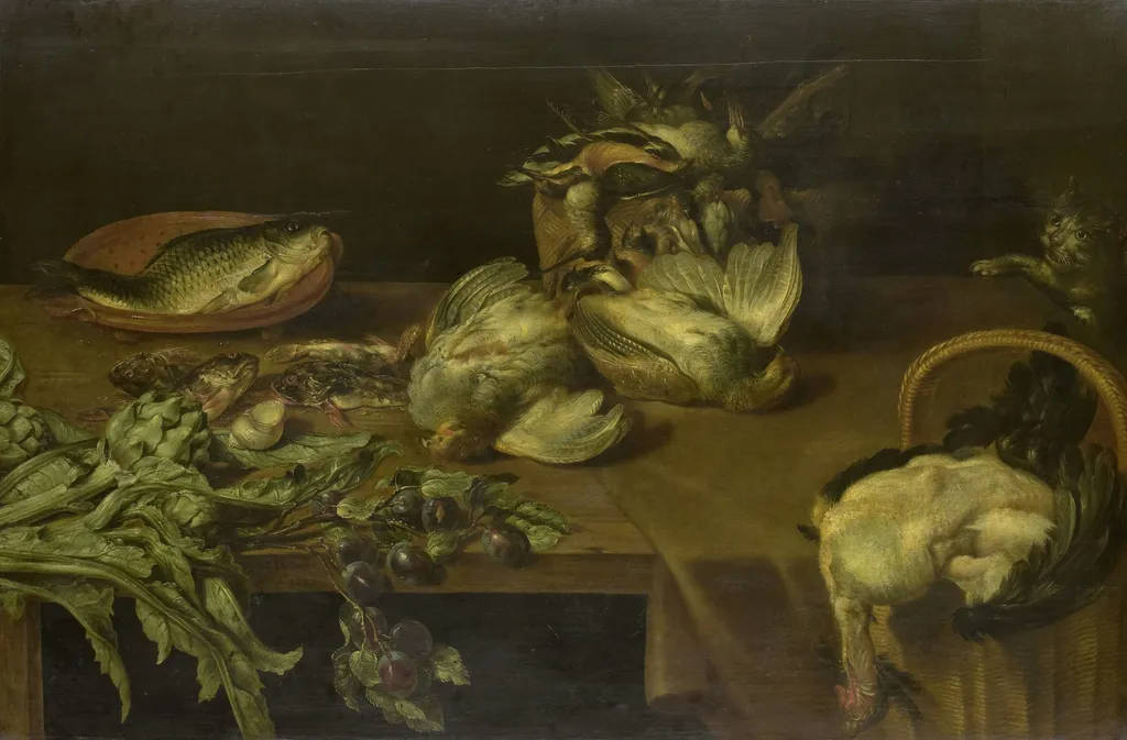 Still life with wild fowl, by Alexander Adriaenssen, oil, 1632
