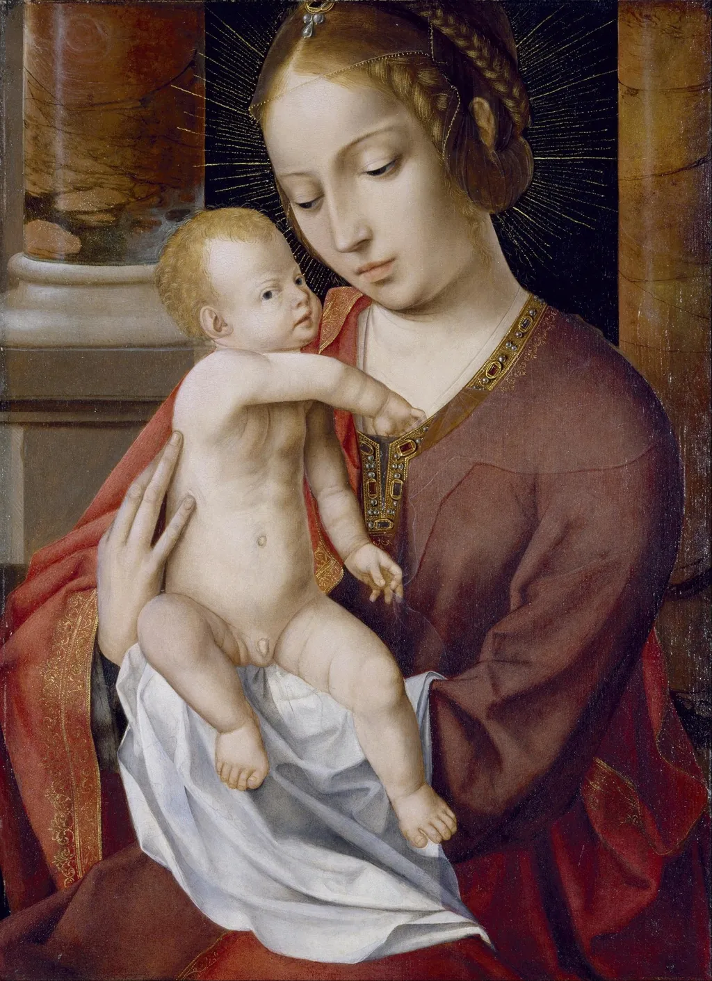 Virgin and Child, by Master of the Holy Blood, oil, 1510