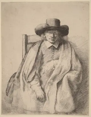 Clement de Jonghe, by Rembrandt van Rijn, ink, 1651