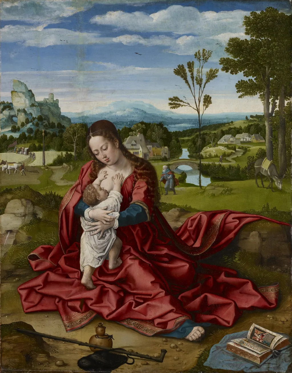 Rest on the Flight into Egypt, by Bernard Van Orley, oil, 1522