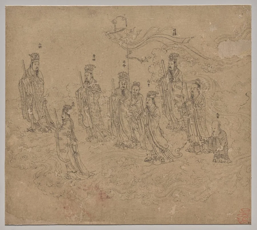 Album of Daoist and Buddhist Themes: Procession of Daoist Deities: Leaf 26, detail