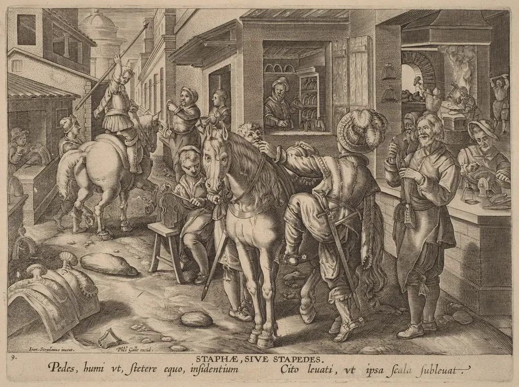 Staphae, Sive Stapedes (Stirrups, or Foot Rests), by Philip Galle, ink, 1592