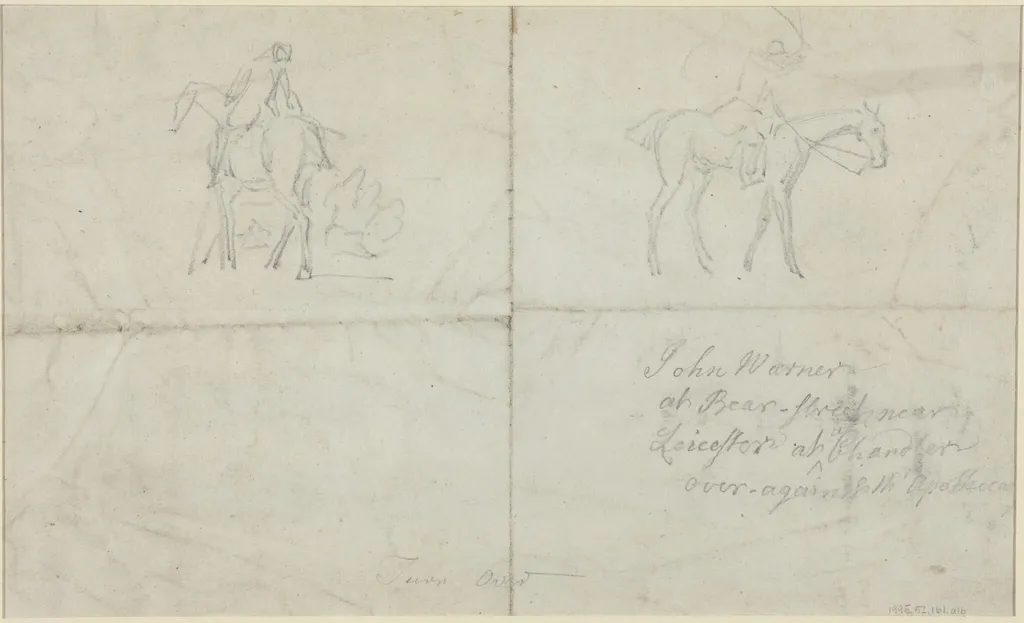 Mounted Horsemen [verso], by James Seymour, graphite, 1727