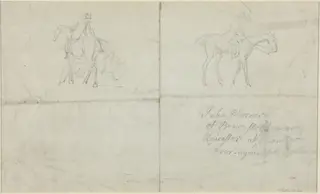 Mounted Horsemen [verso], by James Seymour, graphite, 1727