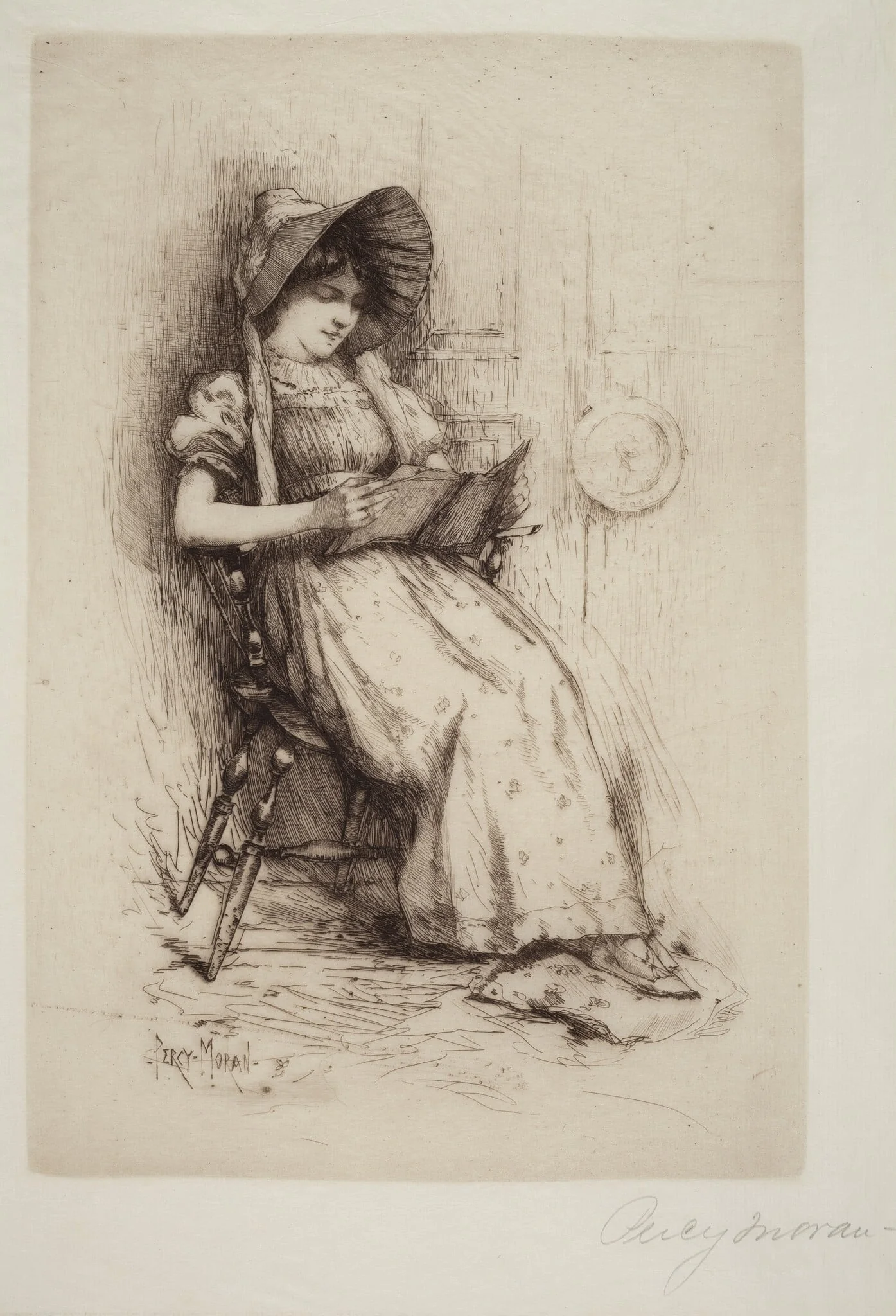 Untitled (Young Girl With Hat, In Chair, Reading), detail