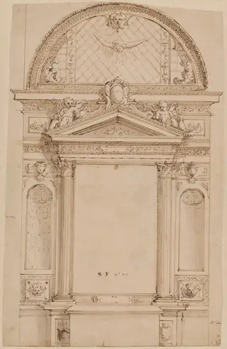 Design for an Altar, by Giovanni Battista Castello, chalk, 1554