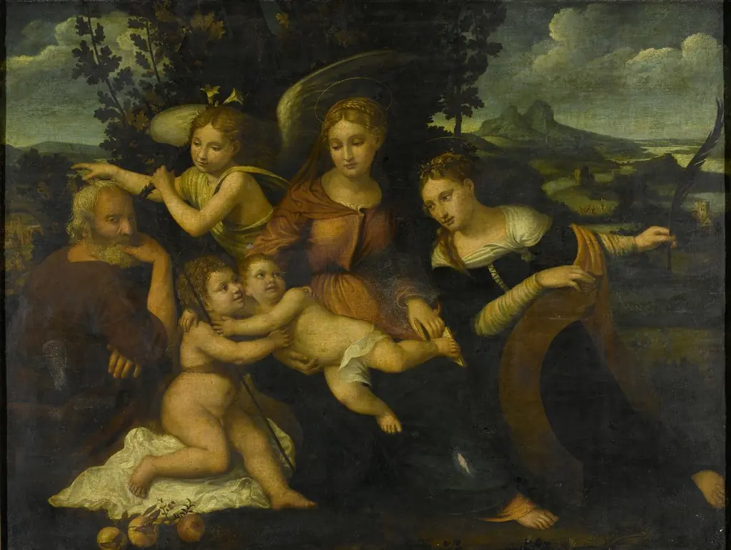Holy Family with Saint Catherine, by Francesco Torbido, oil, 1525