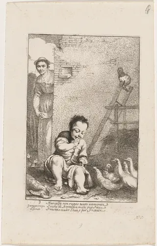 Marcolfa Sees Bertoldino Hatching Eggs, by Giuseppe Maria Crespi, ink, 1712