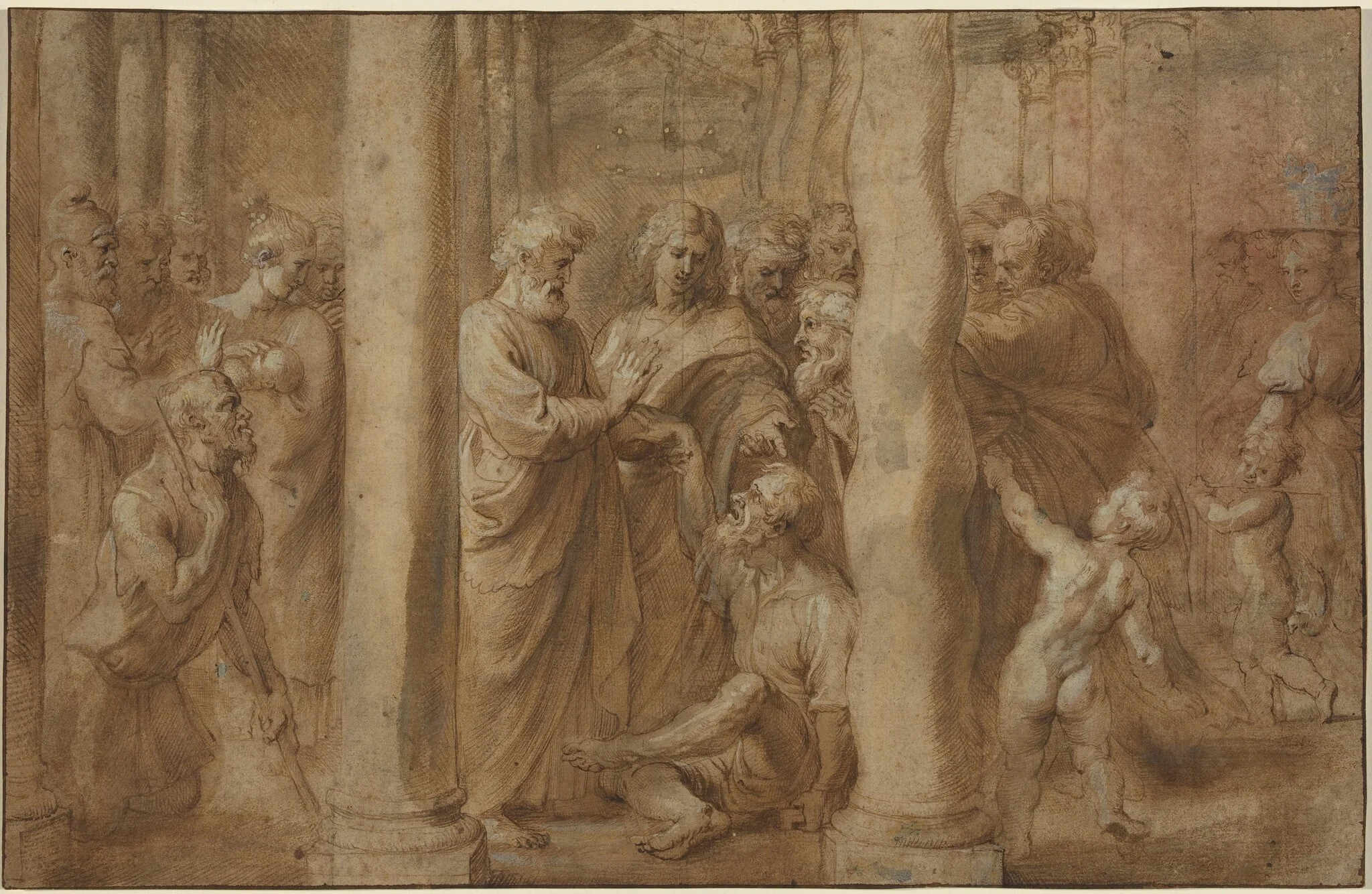 The Miracle of the Lame Man Healed by Saint Peter and Saint John, detail