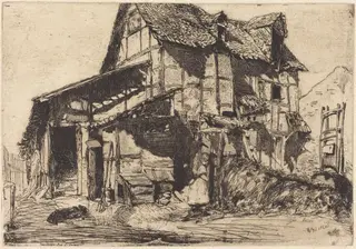 The Unsafe Tenement, by James McNeill Whistler, ink, 1858