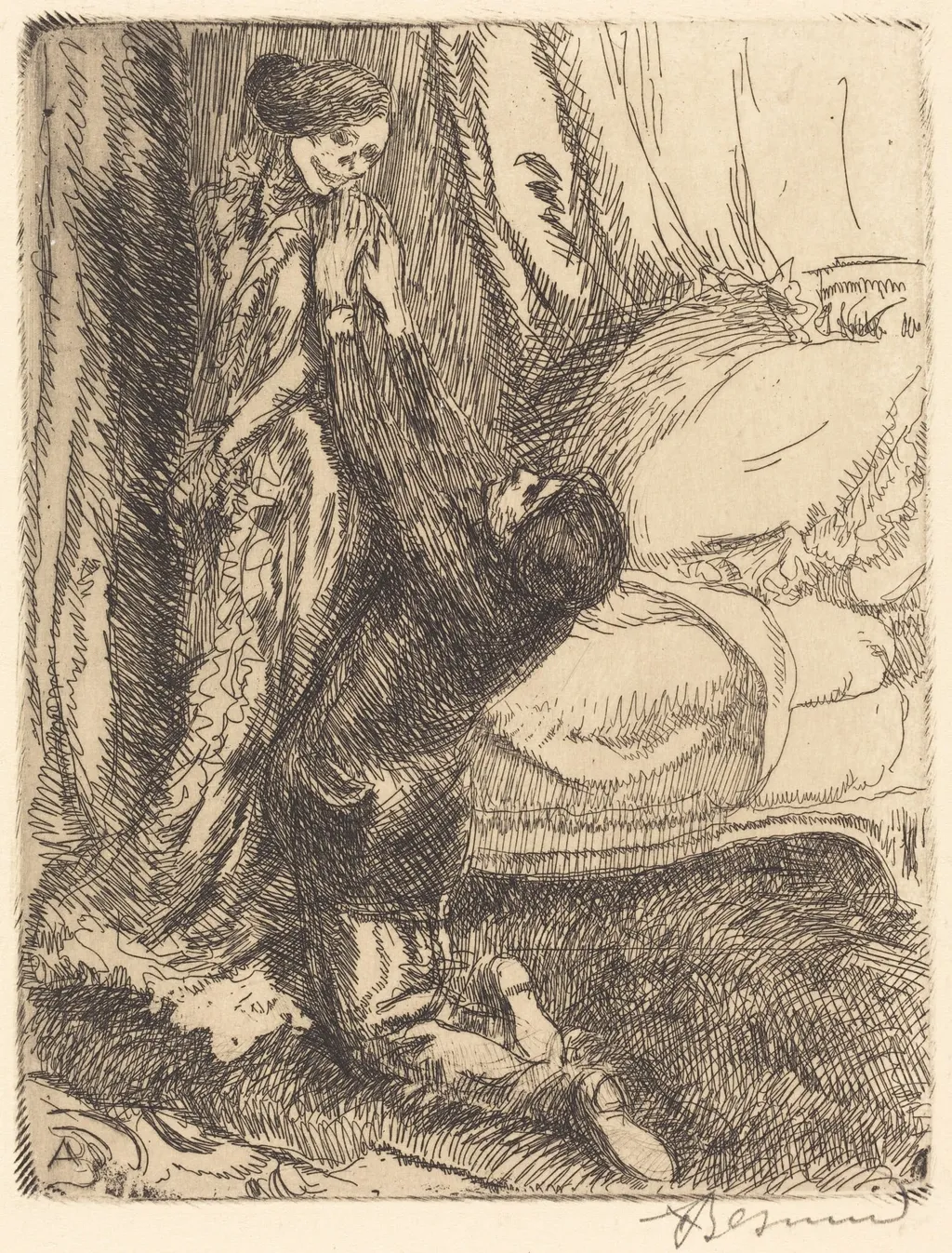 Coquette, by Albert Besnard, ink, 1900
