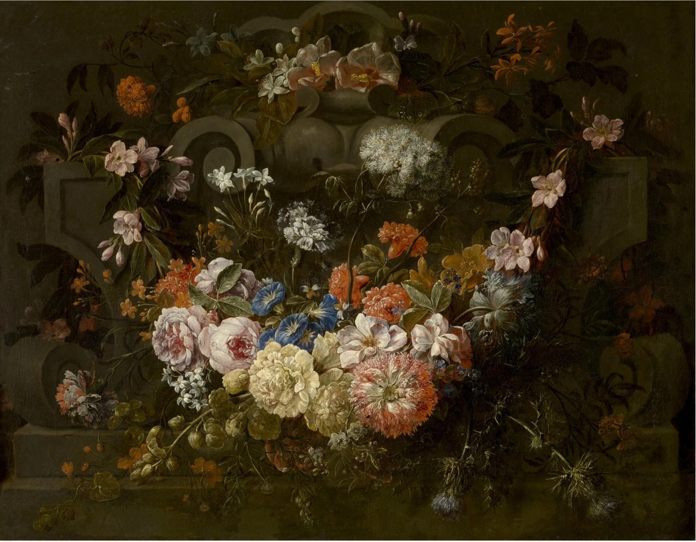 Cartouche with Flowers, detail