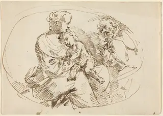 Holy Family [recto], by Donato Creti, ink, 1710
