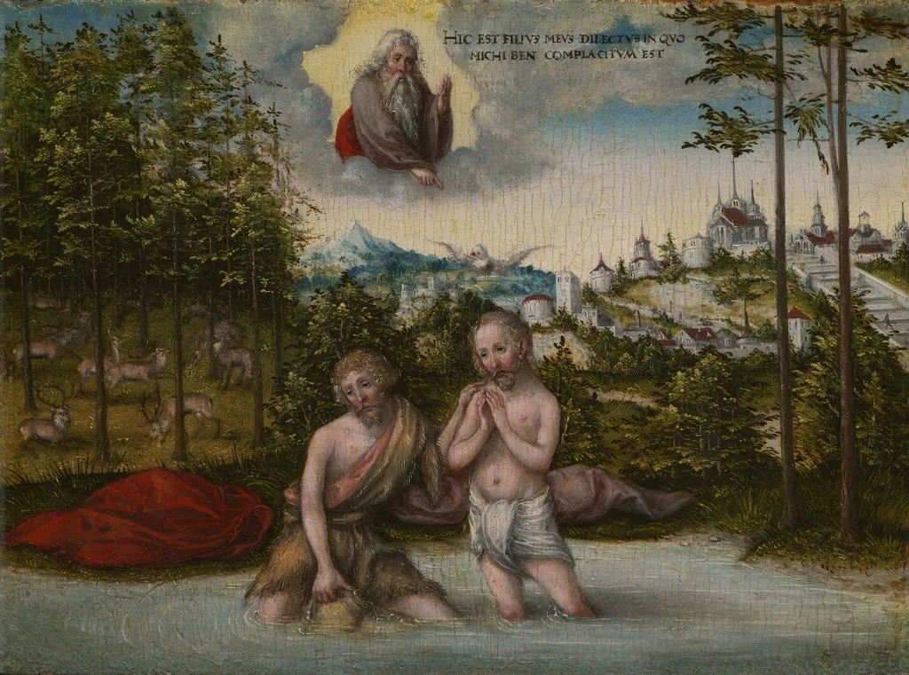 The Baptism of Christ, by Lucas Cranach the Elder, paint, 1546