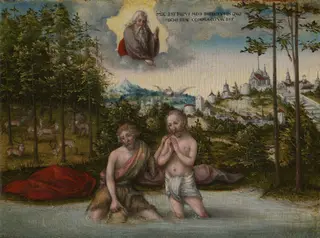 The Baptism of Christ, by Lucas Cranach the Elder, paint, 1546