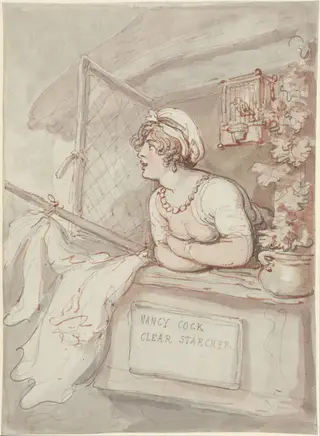 Nancy Cock - Clear Starcher, by Thomas Rowlandson, graphite, 1815