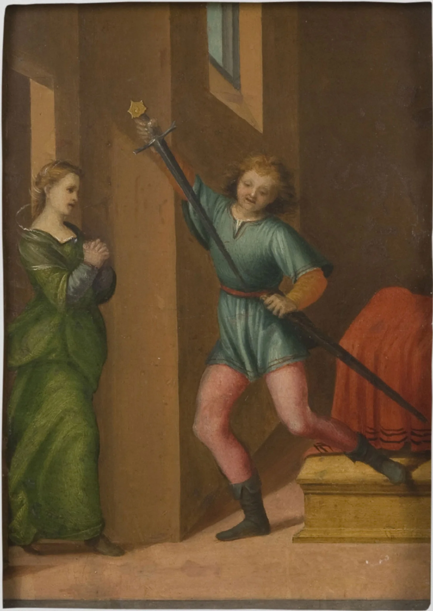 Saint Julian the Hospitaler Meeting His Wife after Killing His Parents, detail
