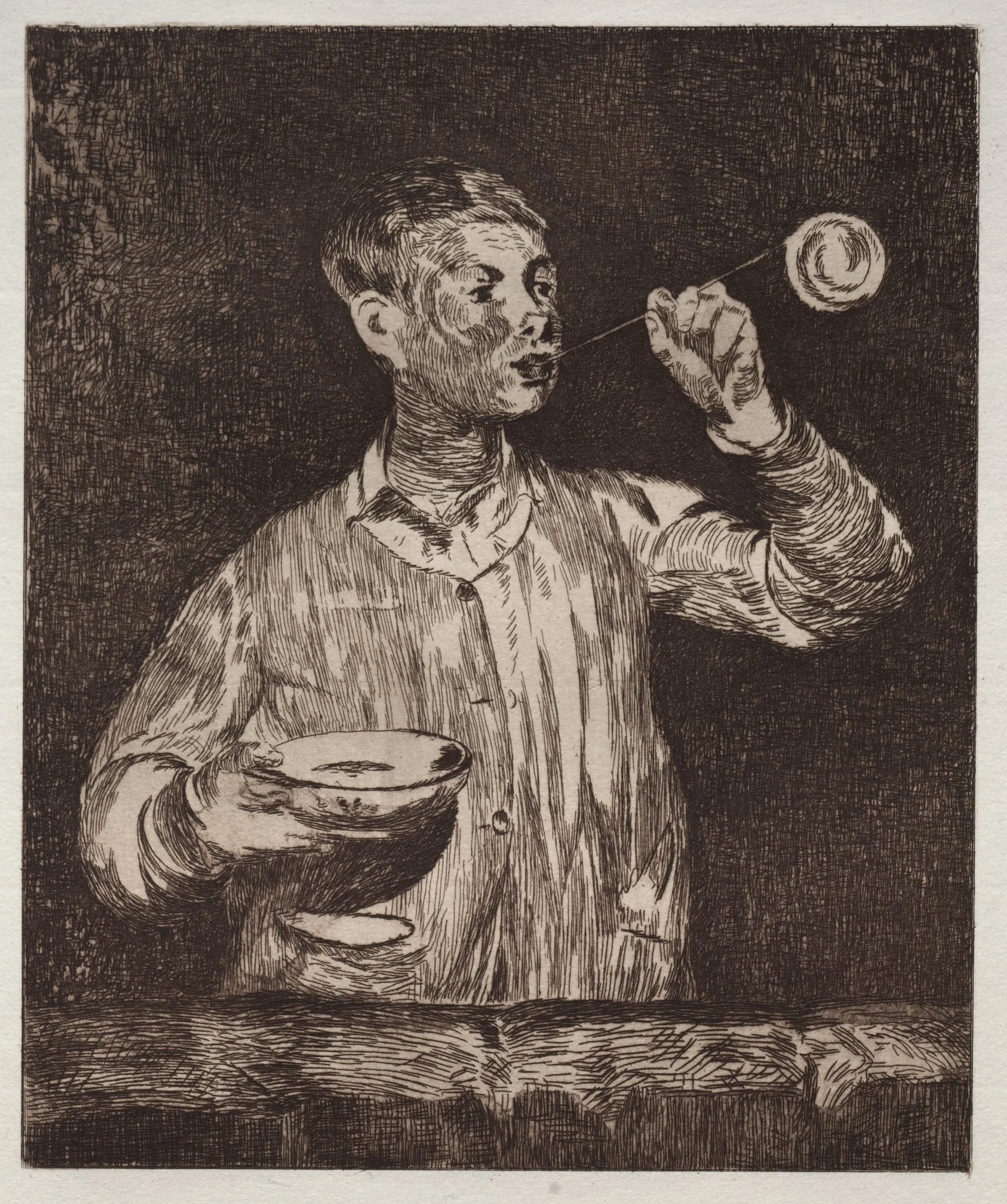 The Boy with soap bubbles, detail