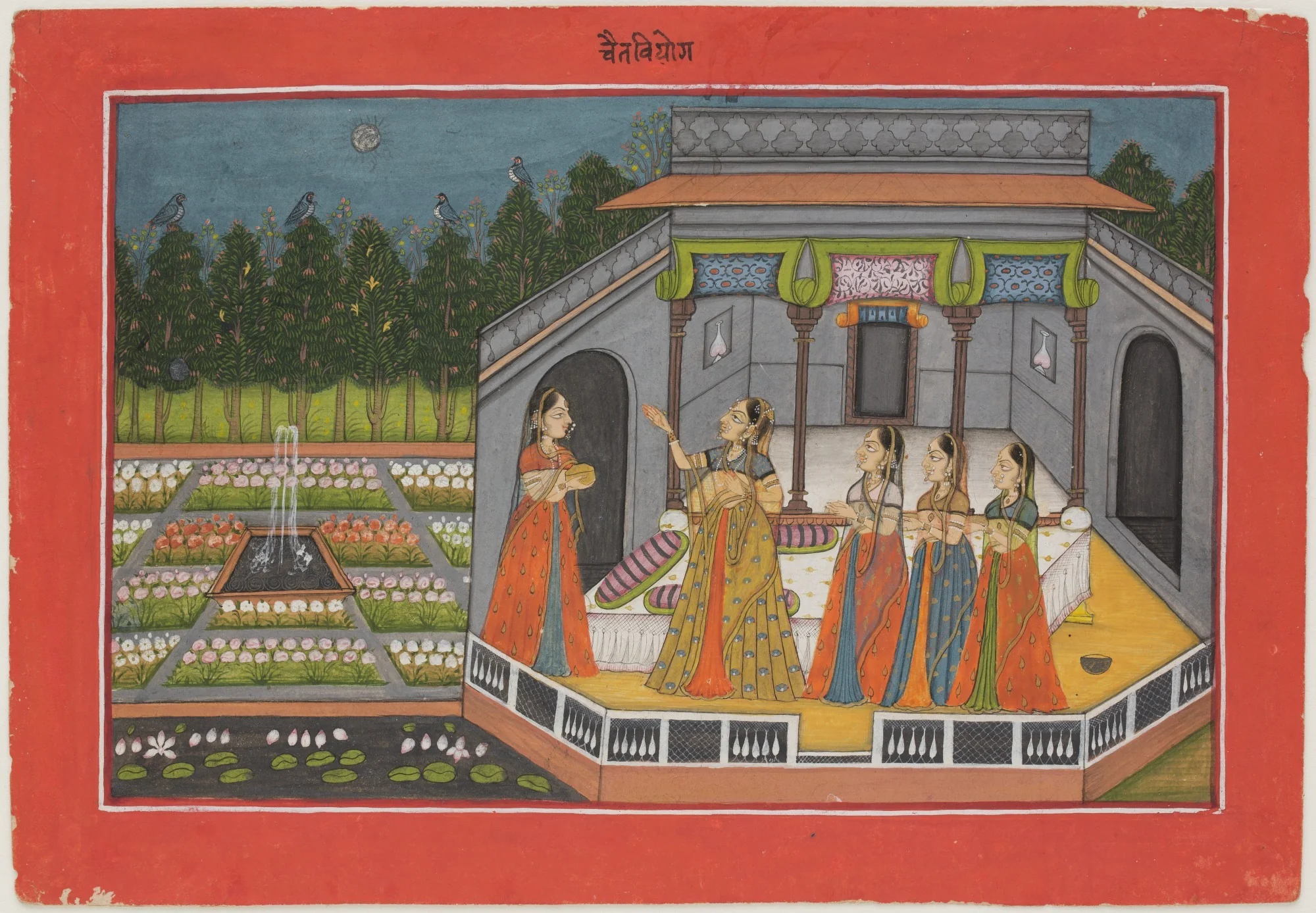 The Month of Chaitra (March-April), from a manuscript of the Barahmasa ("Twelve Months"), detail