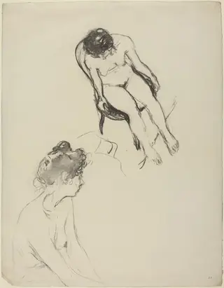 Two Nude Figure Studies, by Édouard Vuillard, charcoal, 1902