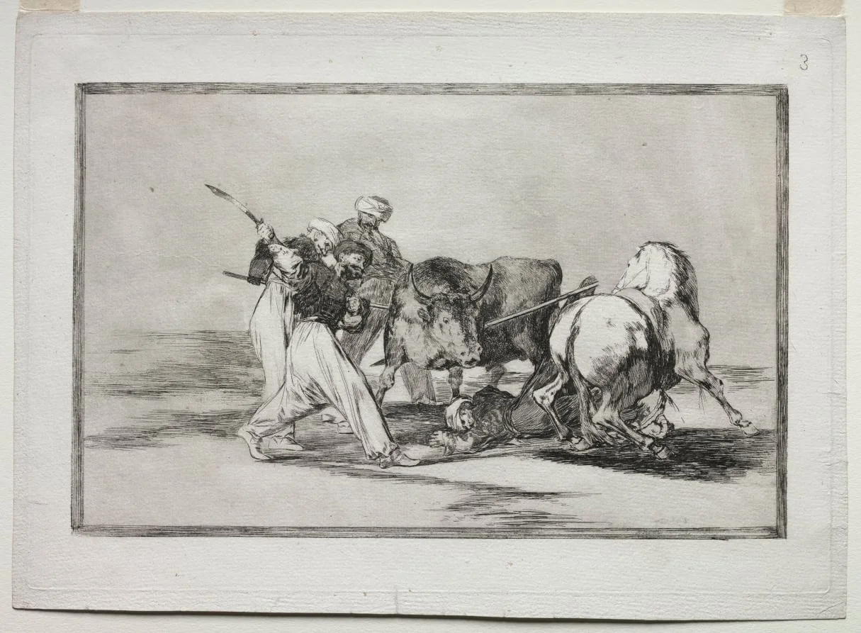 The Moors Settled in Spain, Giving Up the Superstitions of the Qur'an, Adopted this Art of Hunting, and Spear a Bull in the Open, detail