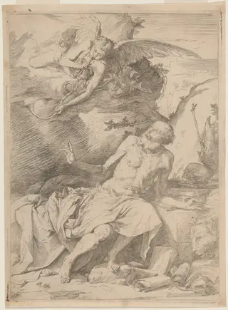 Saint Jerome Hearing the Trumpet of the Last Judgement, by Jusepe de Ribera, ink, 1621